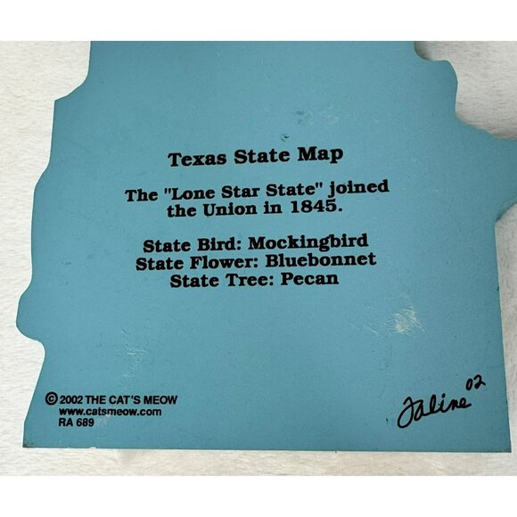 The Cats Meow Texas State Map Wooden Decor 2002 Shelf Sitter - Picture 4 of 7
